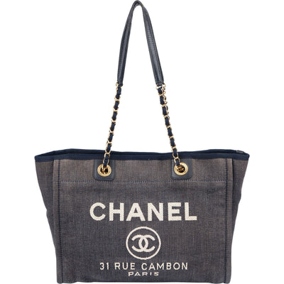 Chanel Denim Deauville Tote Shoulder Bag
