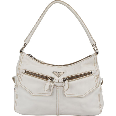Prada Leather Double Pocket Triangle Shoulder Bag