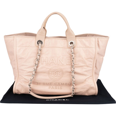 Chanel Rose Leather Deauville Shopper Shoulder Bag