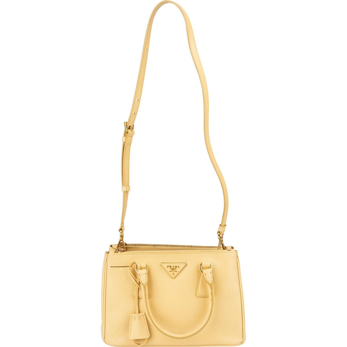 Prada Gelb Saffiano Leder Small Galleria Handtasche, Bild 9 von 15