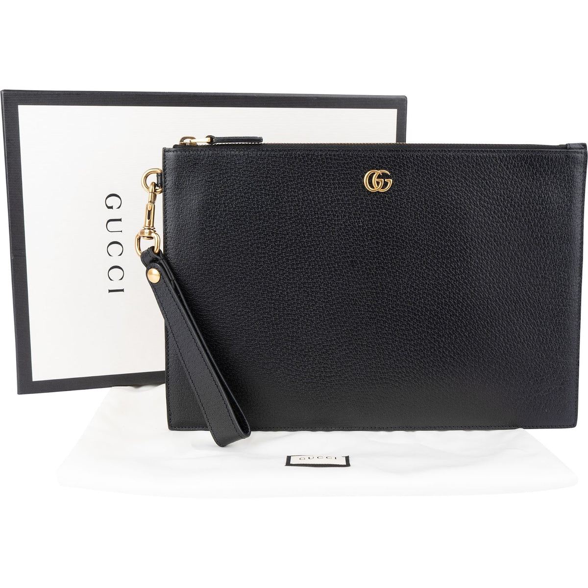 Pochette GG Marmont in pelle con monogramma Gucci