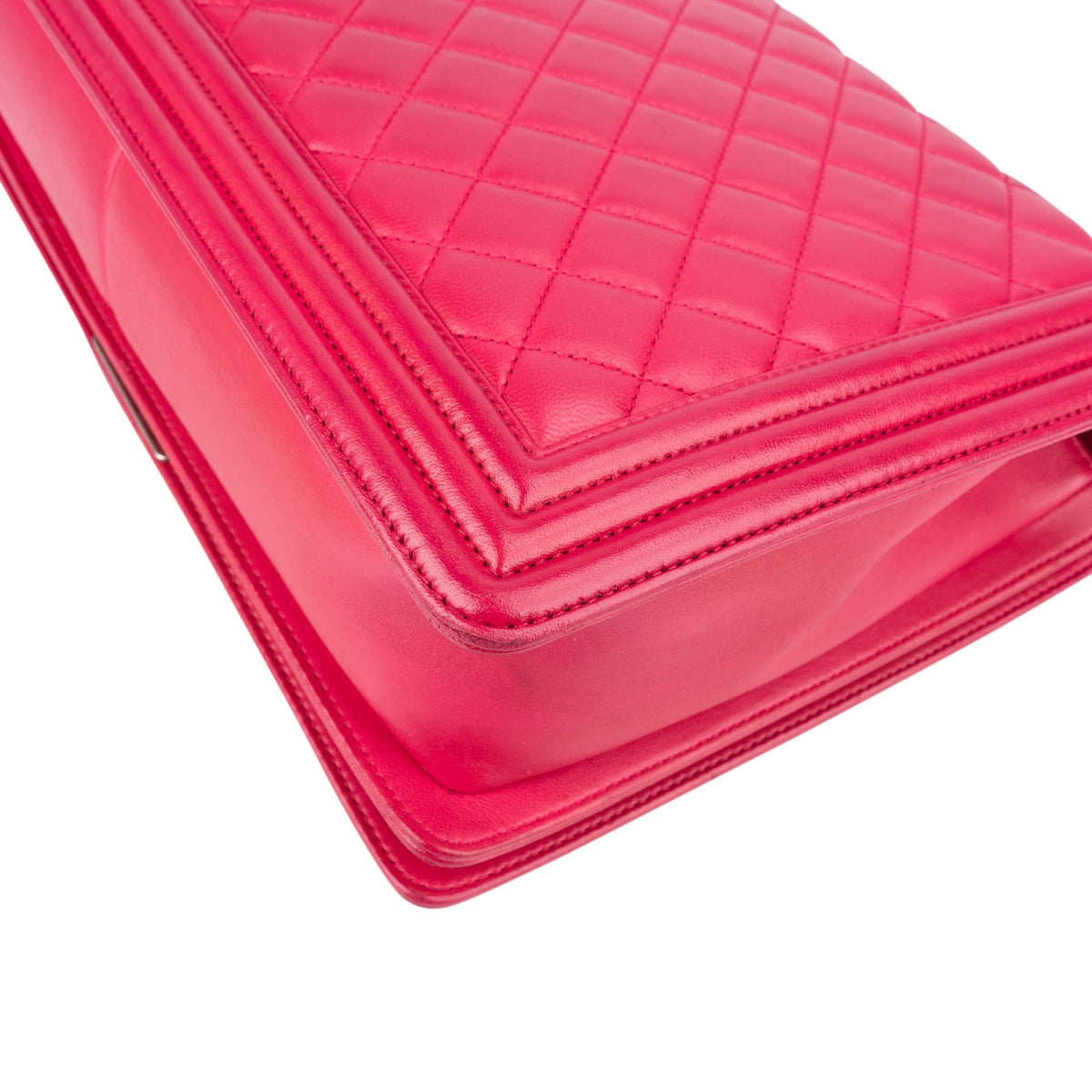 Chanel Grote Boy crossbodytas van roze doorgestikt lamsleer