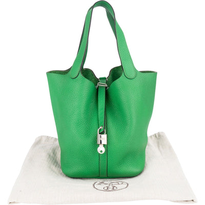 Hermès Green Taurillon Clemence Picotin Lock 22 (MM) Handbag