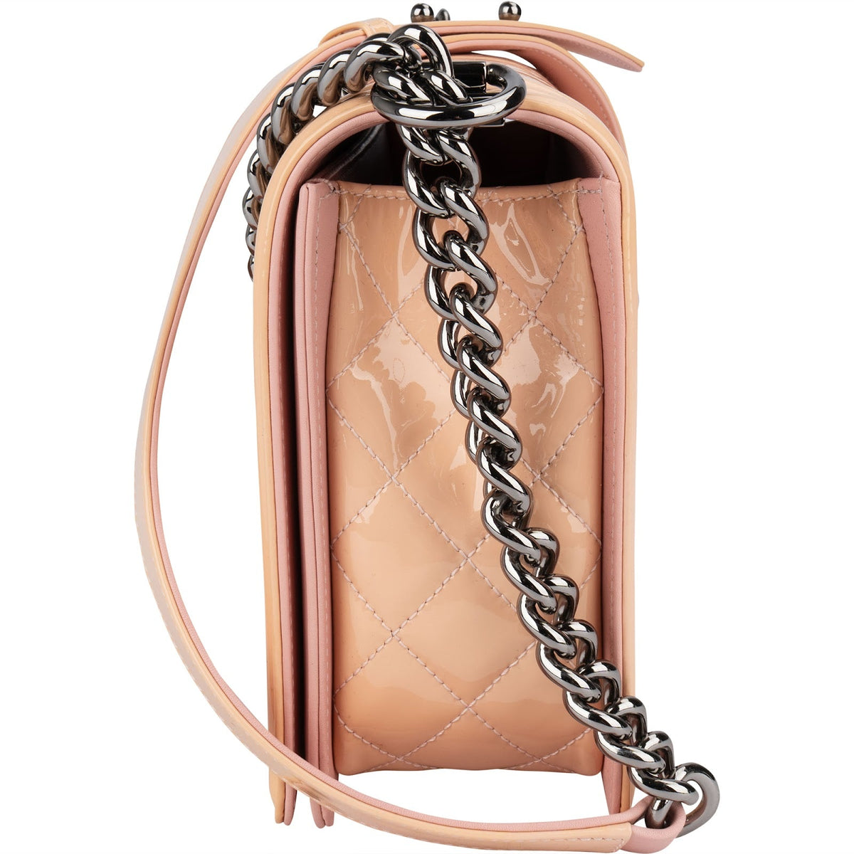 Chanel Boy Single Flap aus gestepptem Lackleder – Ansicht 5
