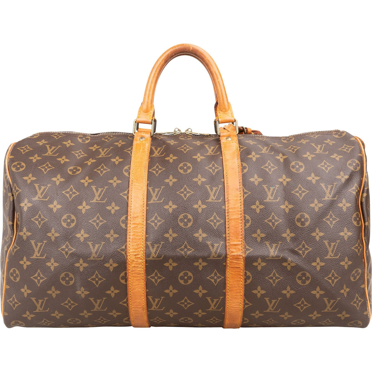 Louis Vuitton Monogram Canvas Keepall 50 aus Monogram Canvas und Vachetta-Leder – Vorderansicht