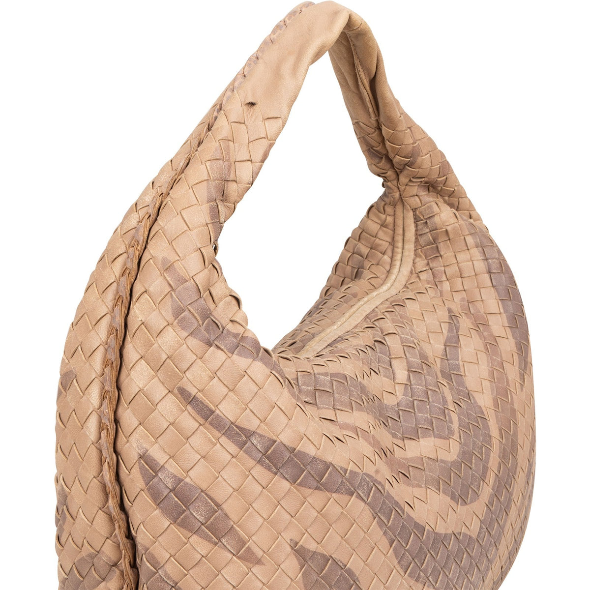 Bottega Veneta Intrecciato leren schoudertas met zebraprint