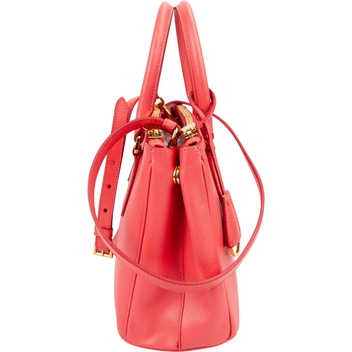 Bolso pequeño Galleria de Prada en piel Saffiano rosa