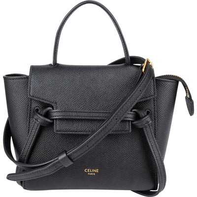 Celine Black Grained Calfskin Pico Mini Belt Handbag