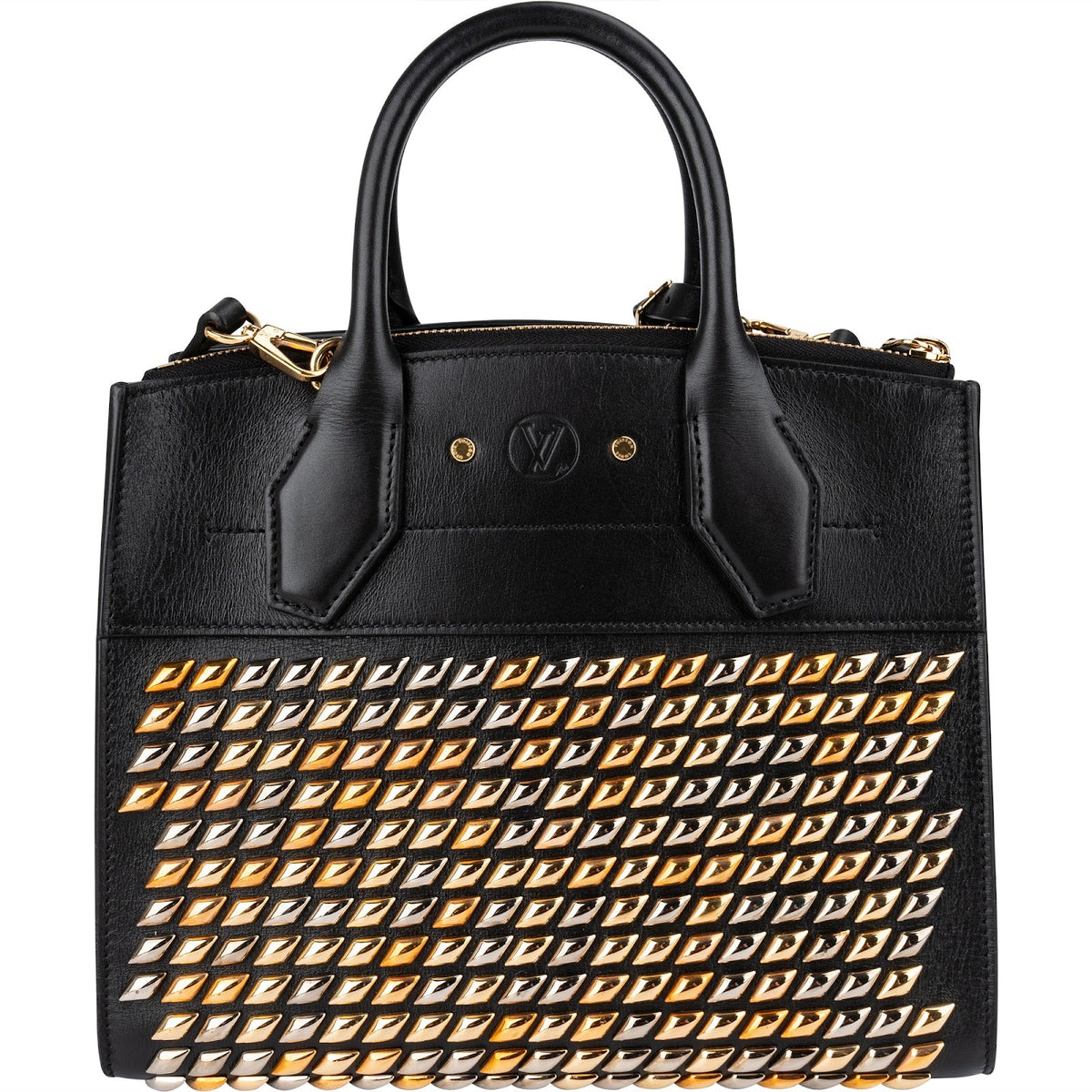 Louis Vuitton Zwarte Leren City Steamer PM Handtas met Studs