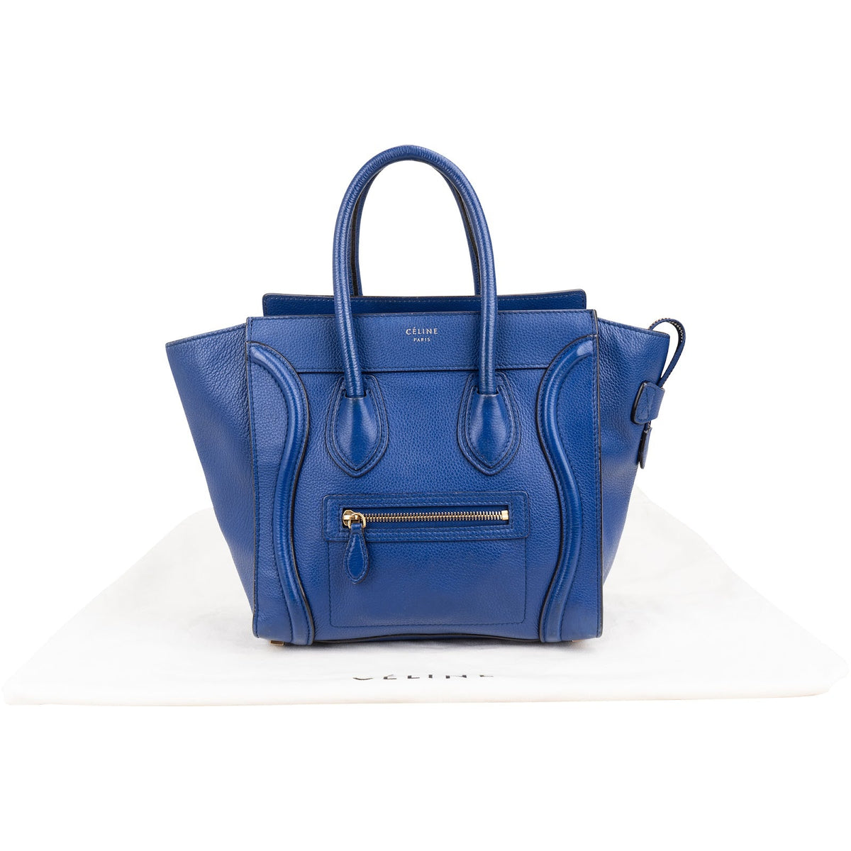 Céline Bleu genarbtes Kalbsleder Luggage Handtasche, Bild 2 von 11