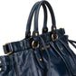 Miu Miu Navy Vitello Lux Leather Satchel Handbag