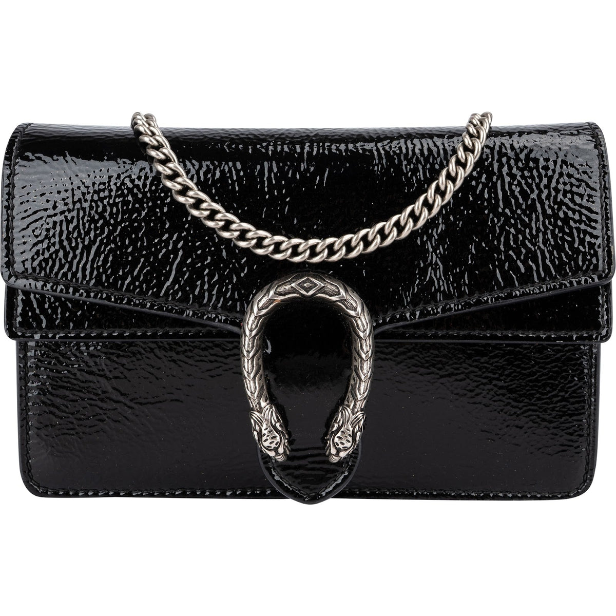 Gucci Dionysus Super Mini Crossbody Bag in Wrinkled Patent Leather