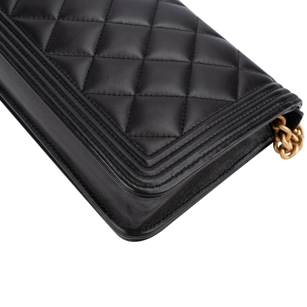 Chanel Quilted Lambskin Small Boy Wallet On Chain Crossbody Bag