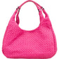 Bottega Veneta Rosa Intrecciato Campana Hobo aus Leder und Metall – Vorderansicht