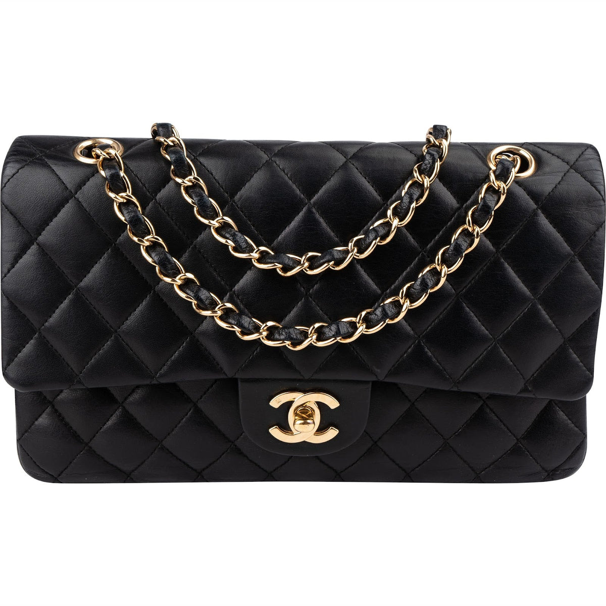 Chanel CC Medium Double Flap aus Lammleder – Vorderansicht
