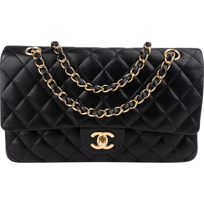 Chanel Quilted Lambskin CC Medium Double Flap Shoulder Bag