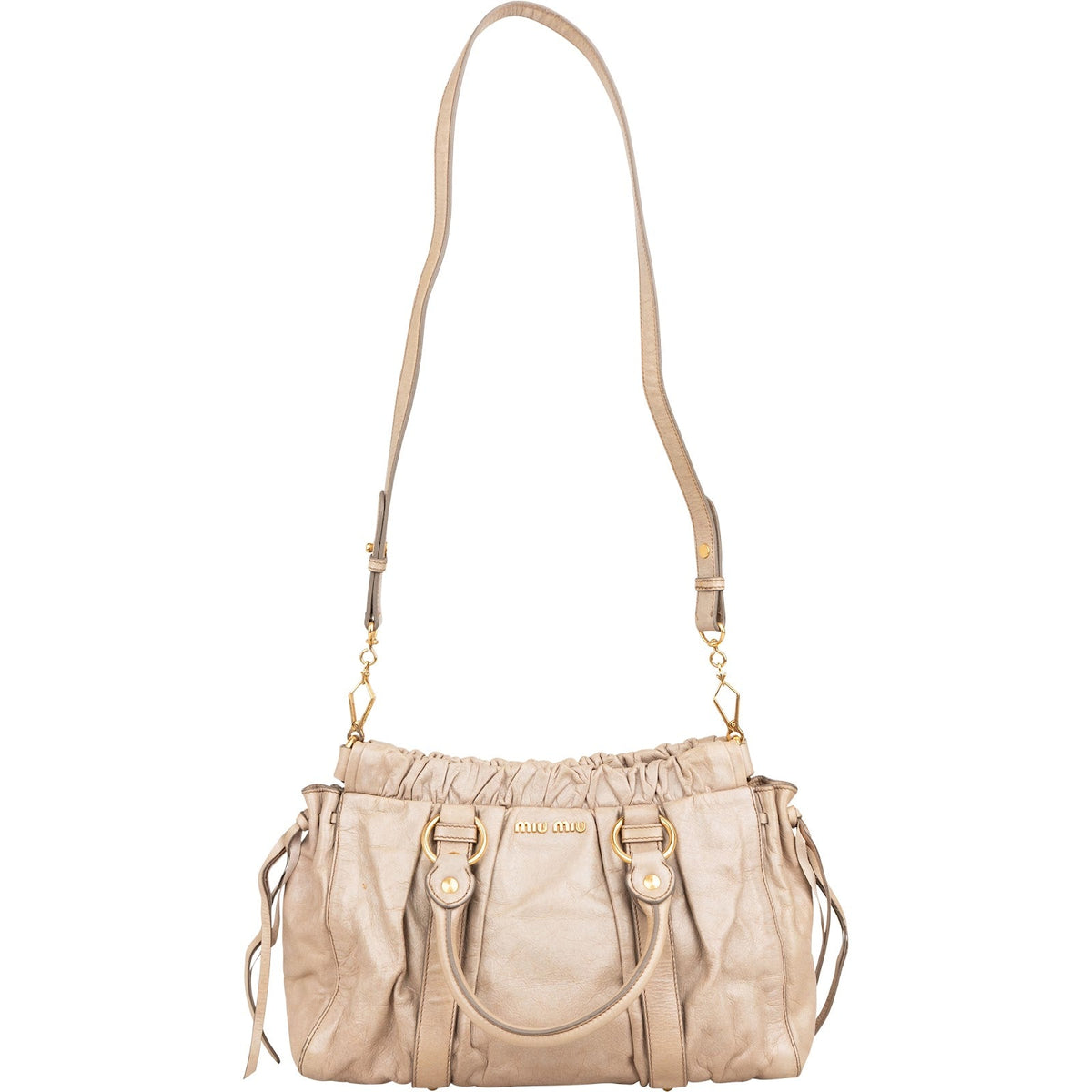 Miu Miu Bauletto Satchel aus Vitello-Lux-Leder – Ansicht 9