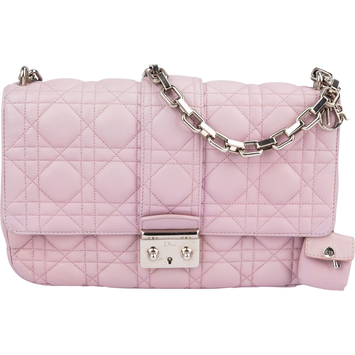 Christian Dior roze gewatteerde lederen Diorama schoudertas