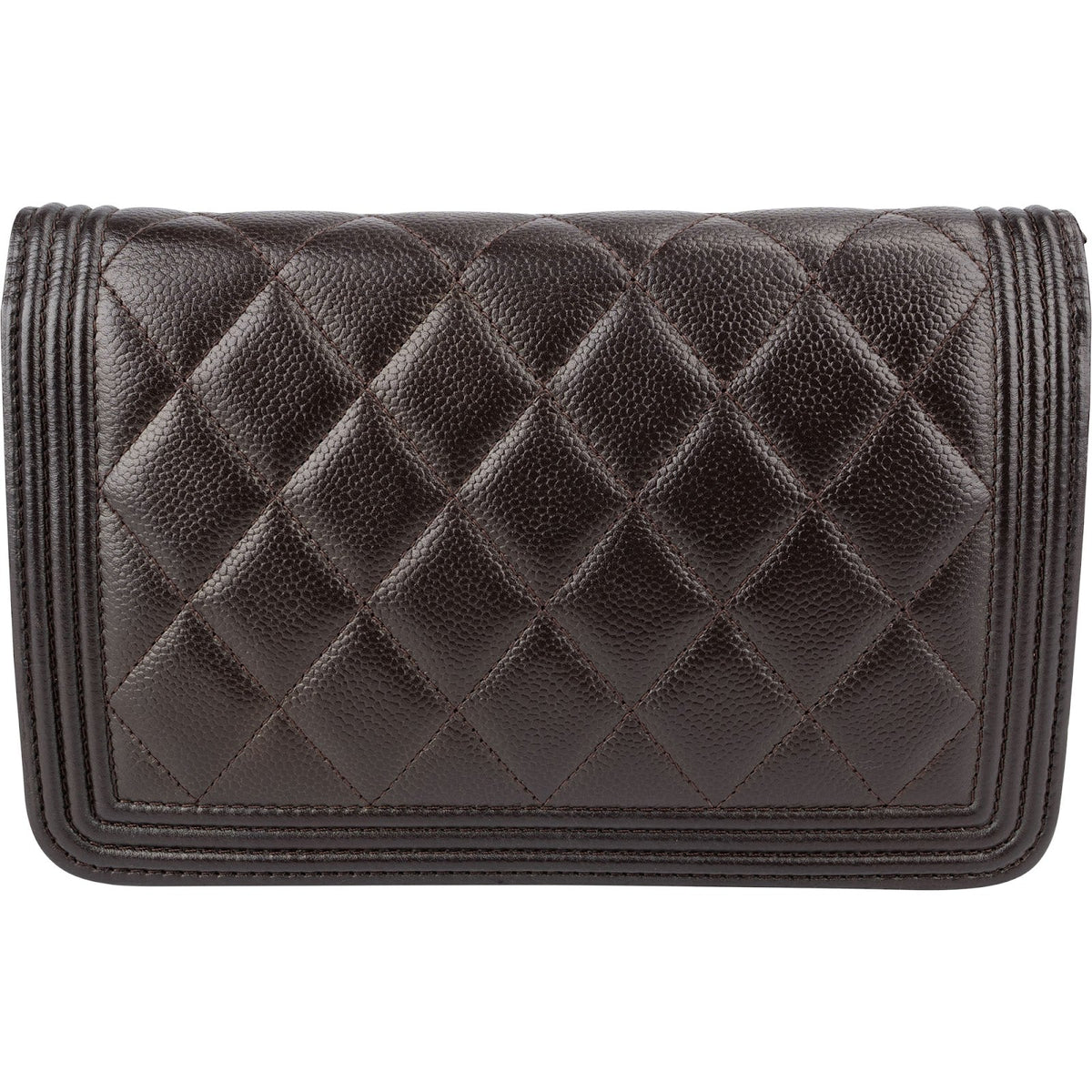 Bolso bandolera Chanel Boy Wallet On Chain en piel de caviar acolchada
