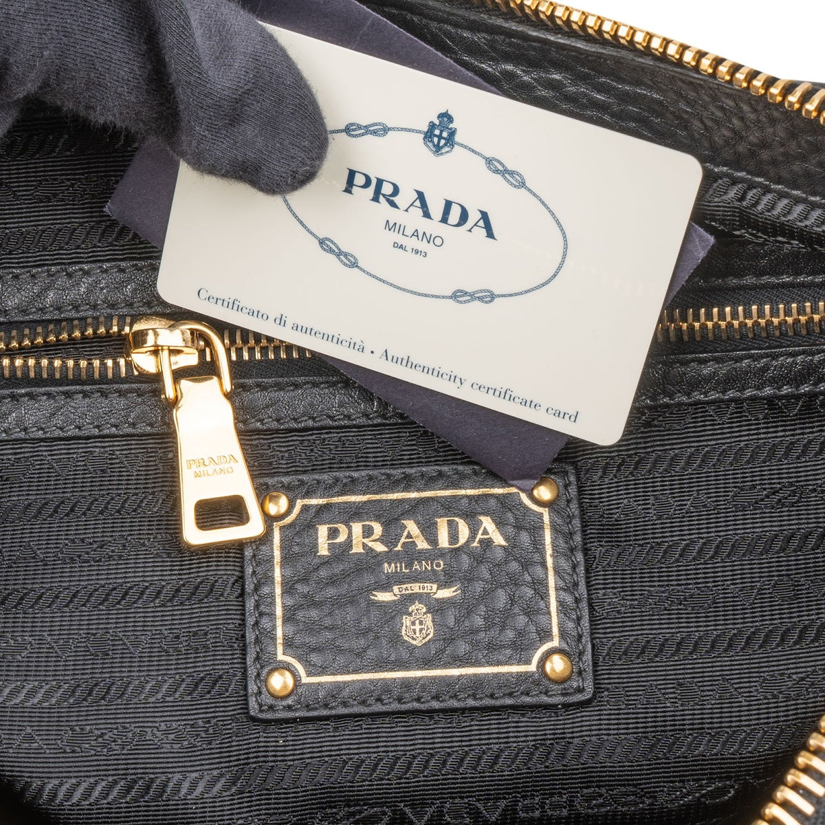 Sac à main Prada Bauletto en cuir Vitello Daino