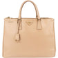 Prada Beige Saffiano Leather Double Zip Galleria Handbag