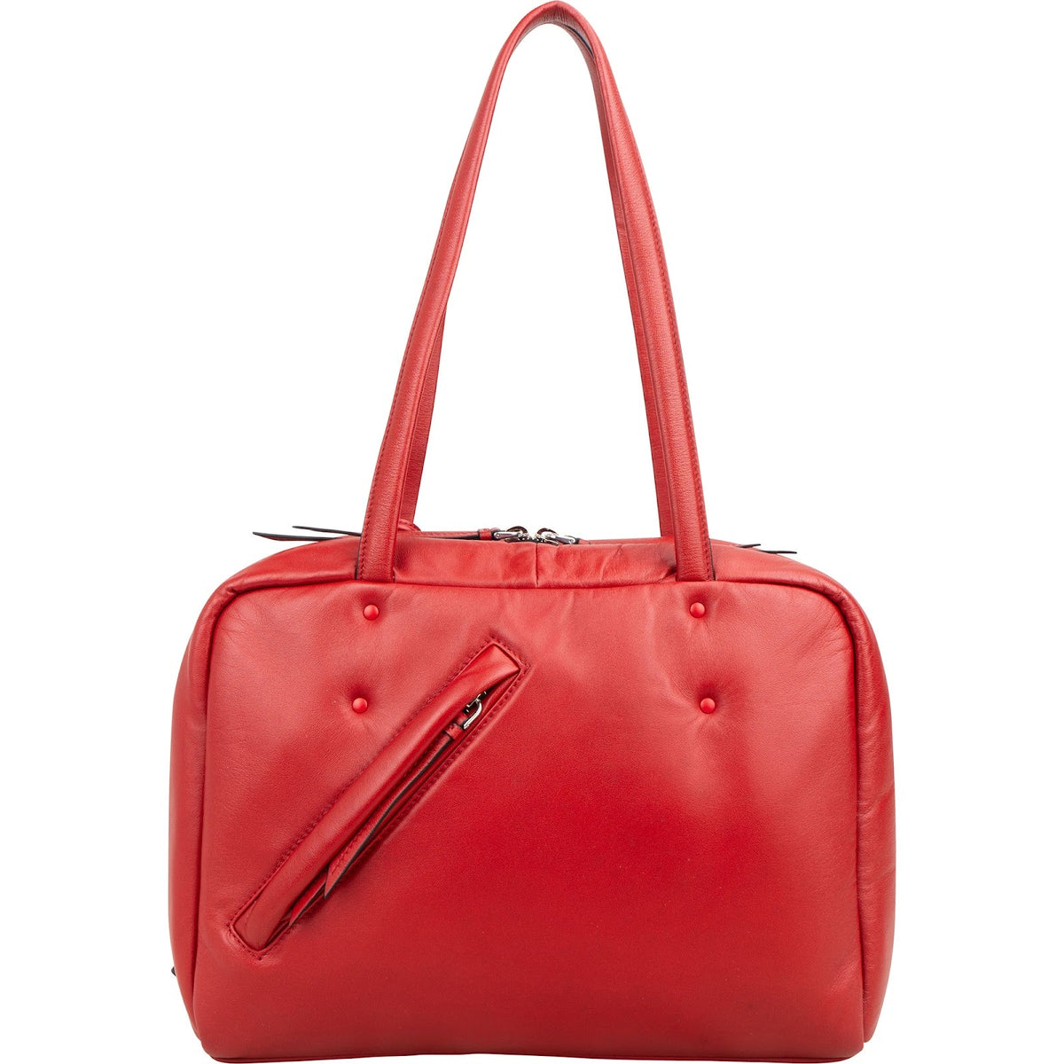 Borsa a spalla Prada in pelle di vitello morbida imbottita rossa