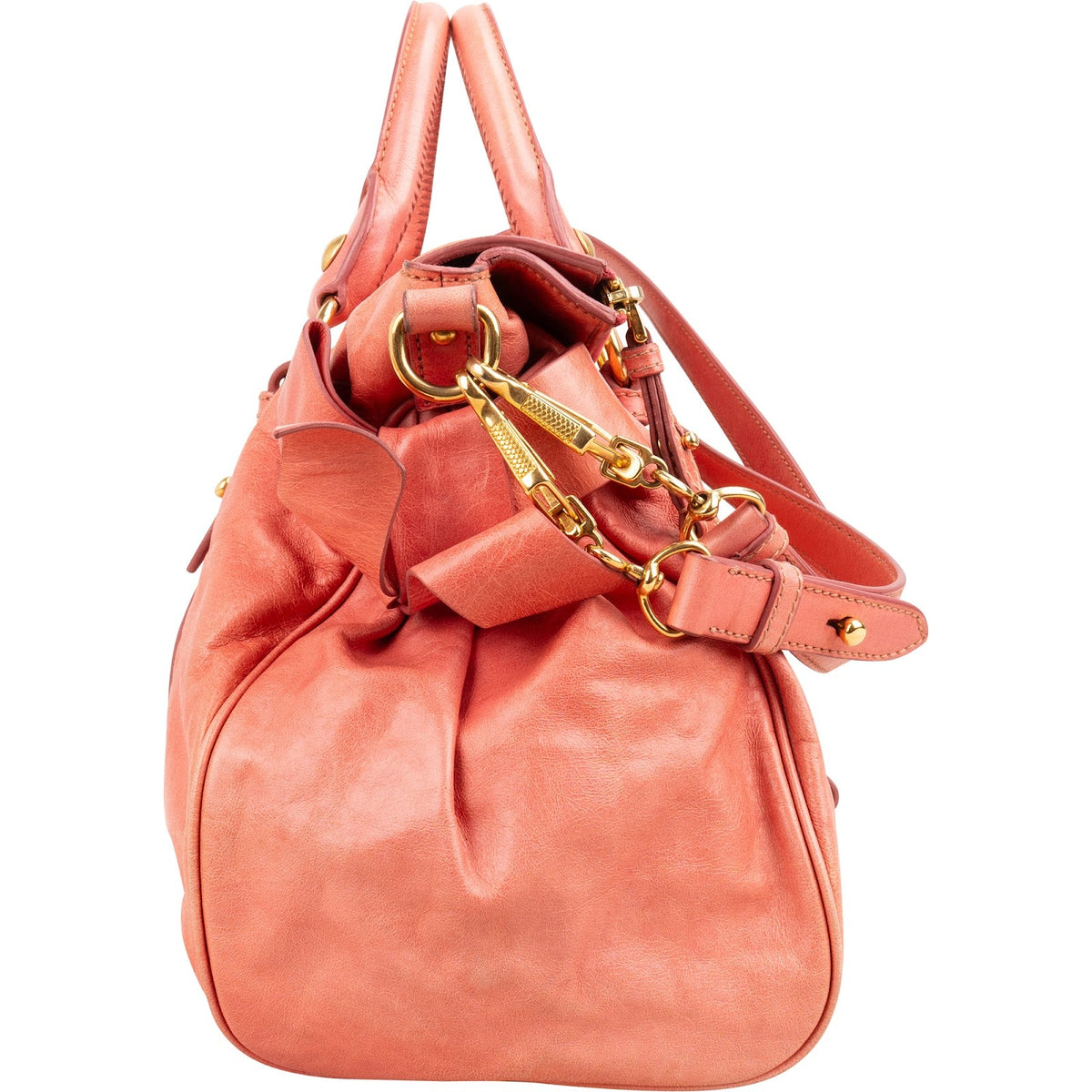Miu Miu Rosa Vitello Lux Leder Bow Handtasche, Bild 4 von 12