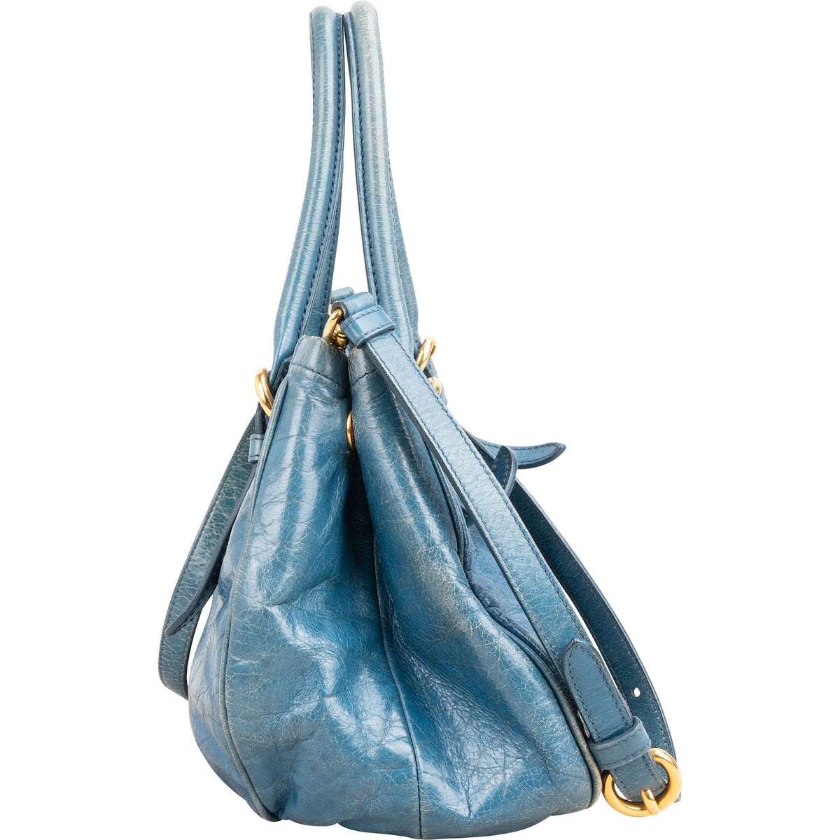 Miu Miu Blau Vitello Lux Small Front Bow Handtasche, Bild 4 von 12