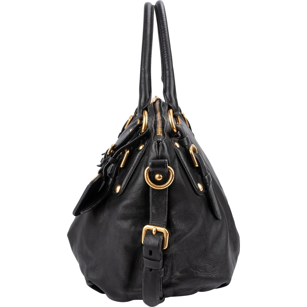 Prada Black Soft Calfskin Gaufre Tote Handbag