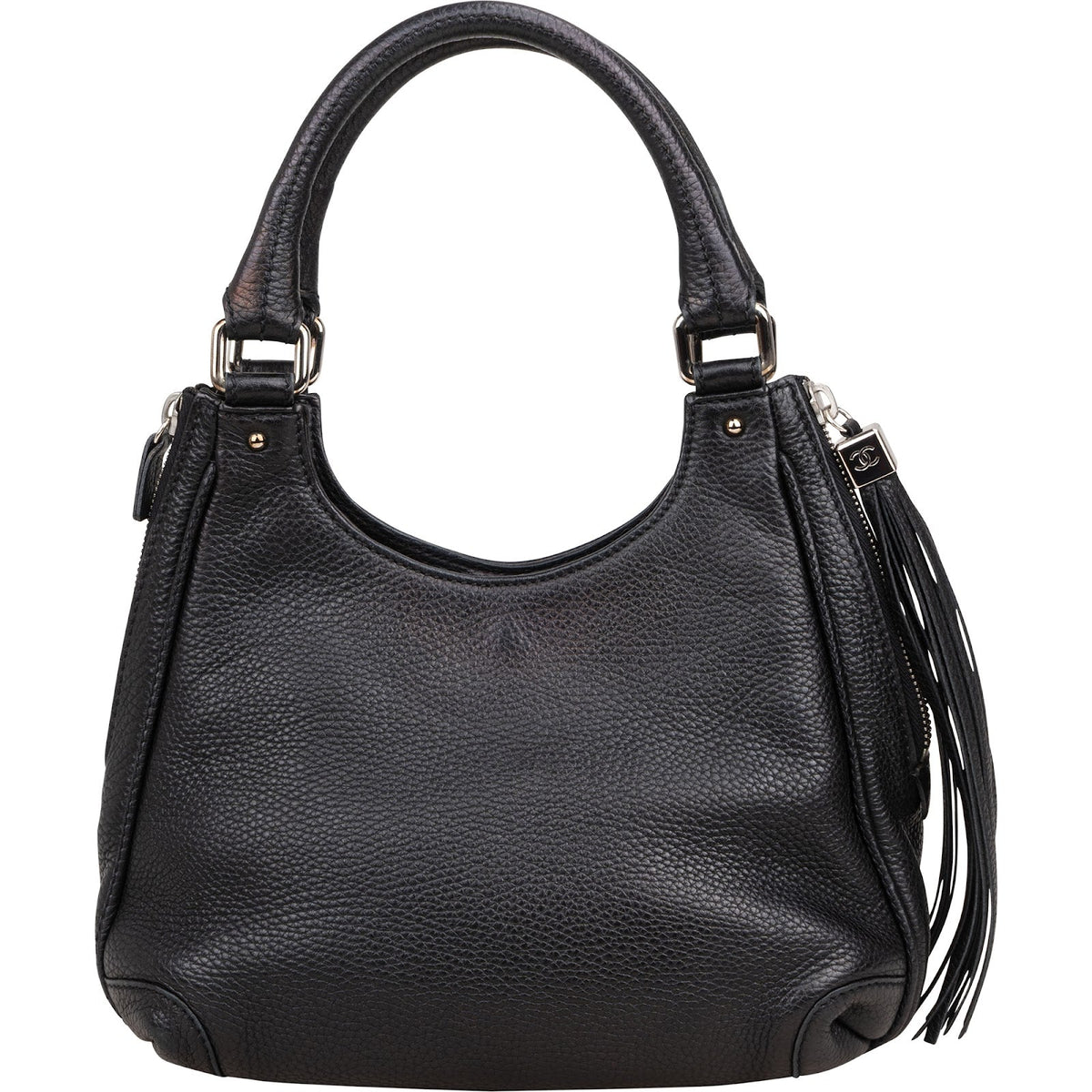 Bolso de hombro hobo con borla de piel de becerro granulada de Chanel
