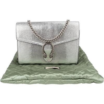 Gucci Dionysus Wallet on Chain crossbody bag in metallic lizard-embossed leather
