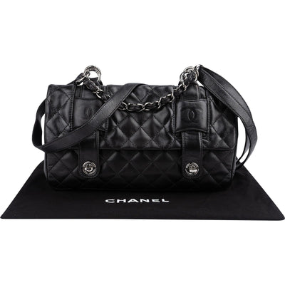 Borsa a tracolla Chanel Modern Chain Accordion Single Flap in pelle di agnello trapuntata