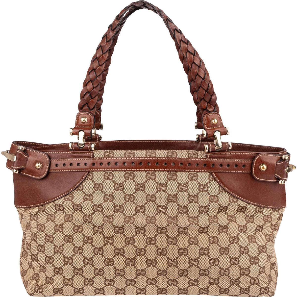Gucci Monogram GG Canvas Woven Handle Babouska Tote, Bild 5 von 11