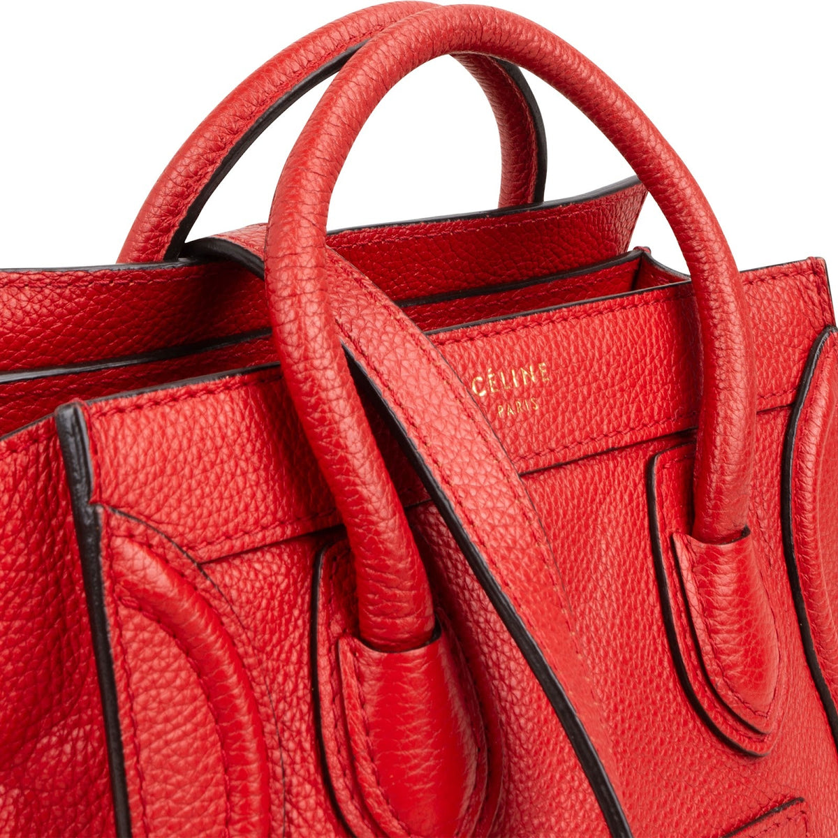 Céline Rot genarbtes Kalbsleder Nano Luggage Handtasche, Bild 2 von 11