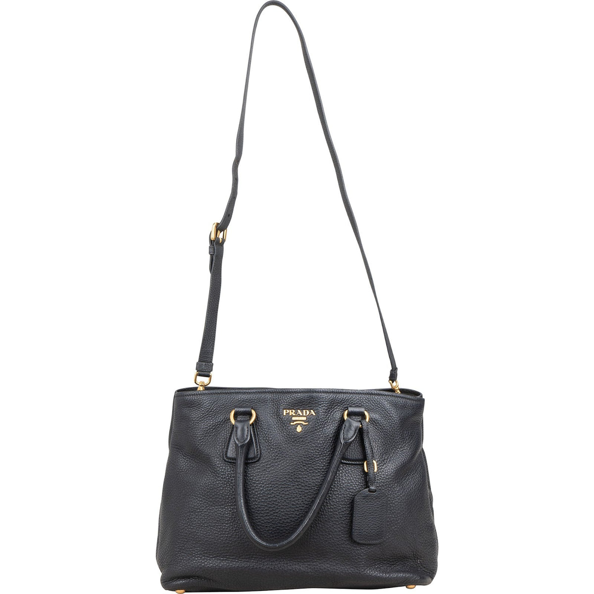 Prada Black Vitello Daino Leather Tote Handbag