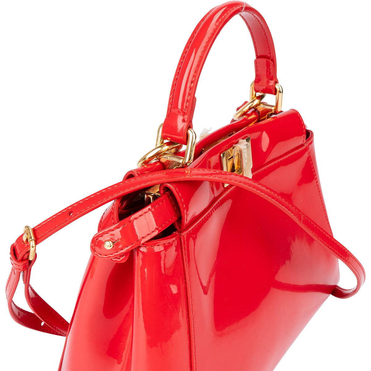 Fendi Peekaboo aus rotem Lackleder – Ansicht 3