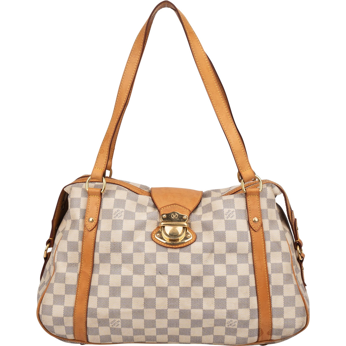 Louis Vuitton Damier Azur Monogram Stresa PM aus Canvas und Vachetta-Leder – Vorderansicht