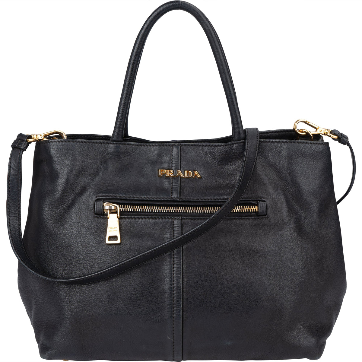 Borsa a mano City Prada in pelle di vitello nera