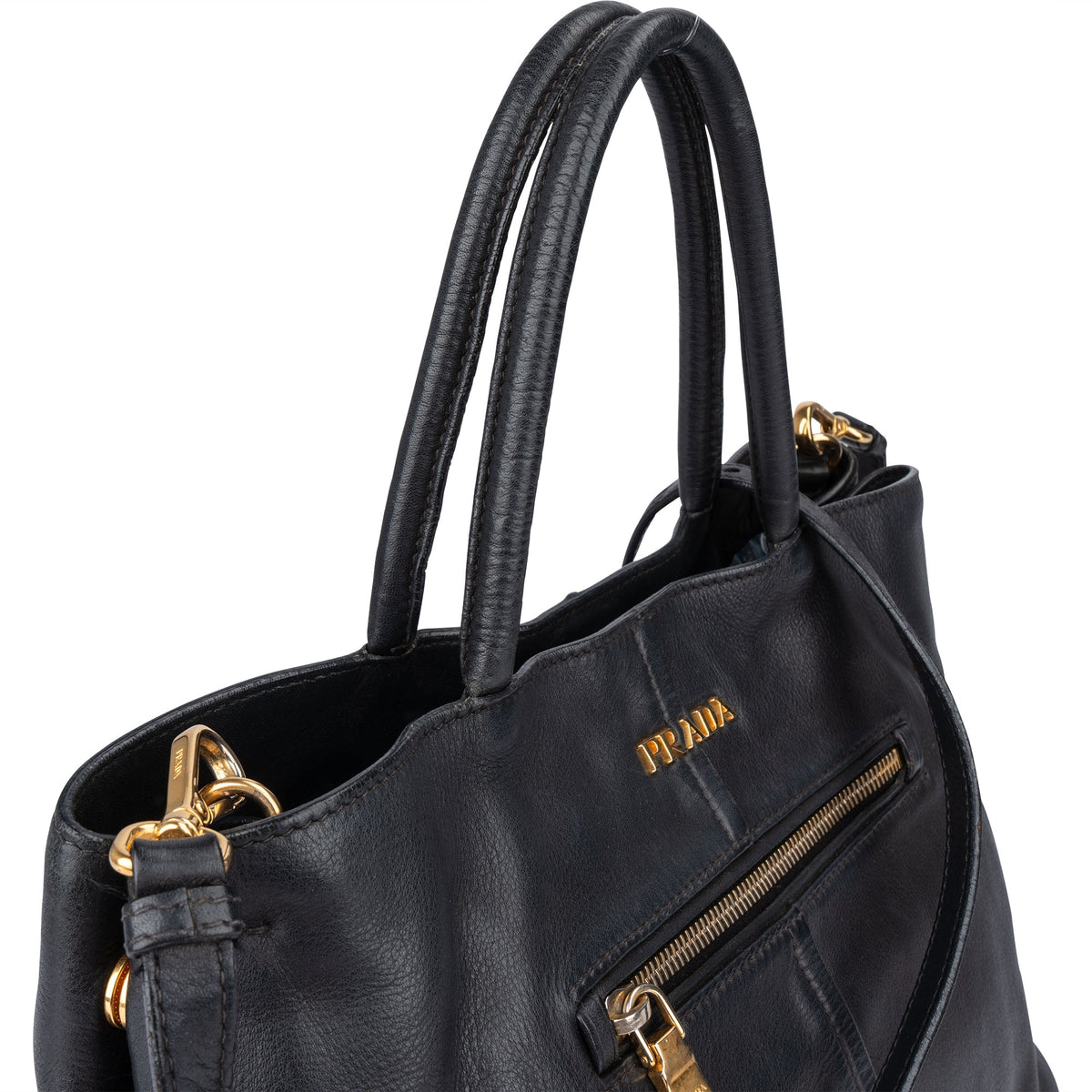 Borsa a mano City Prada in pelle di vitello nera