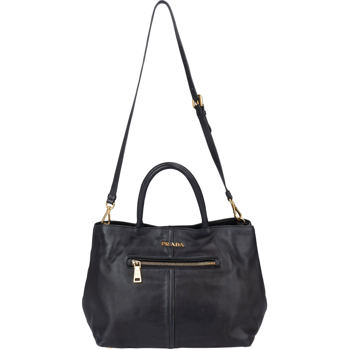 Borsa a mano City Prada in pelle di vitello nera