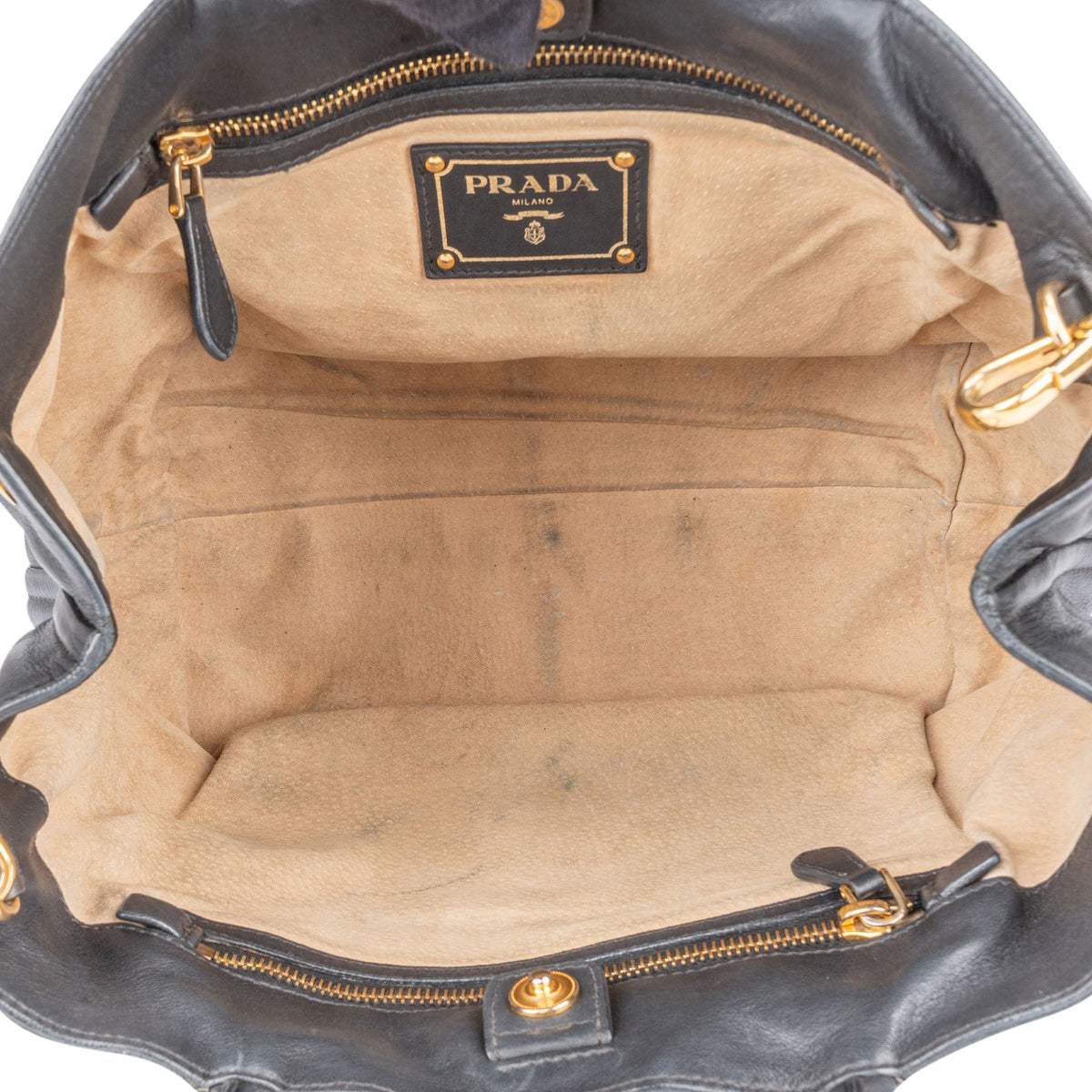 Borsa a mano City Prada in pelle di vitello nera