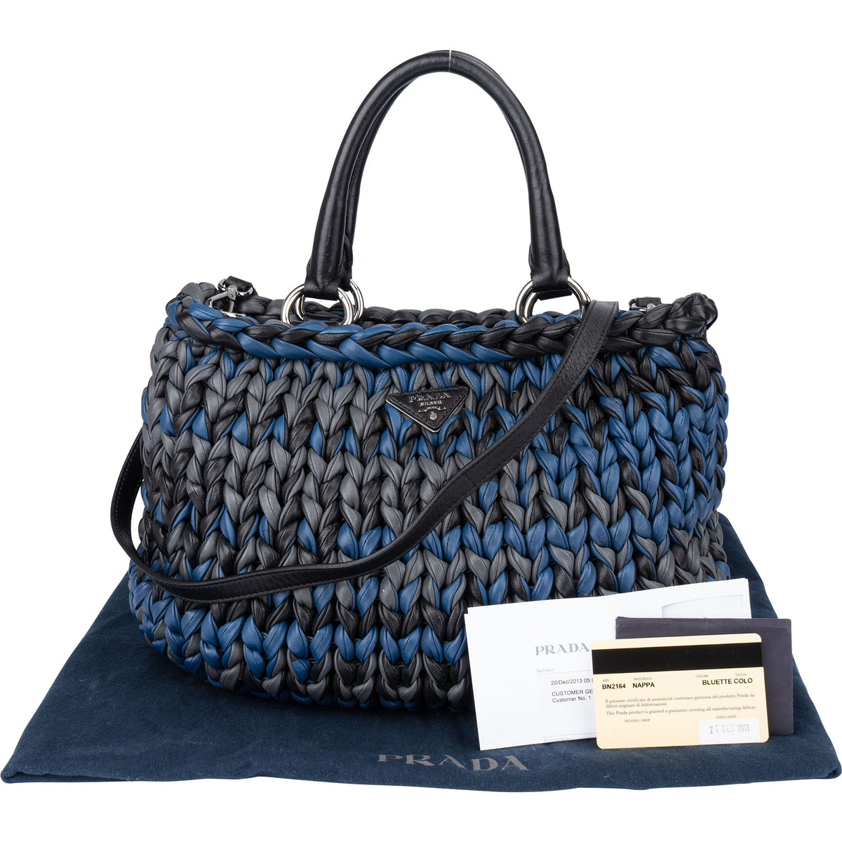 Prada Tricolor Gevlochten Leren City Handtas