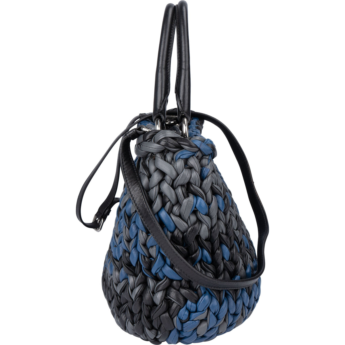 Prada Tricolor Gevlochten Leren City Handtas