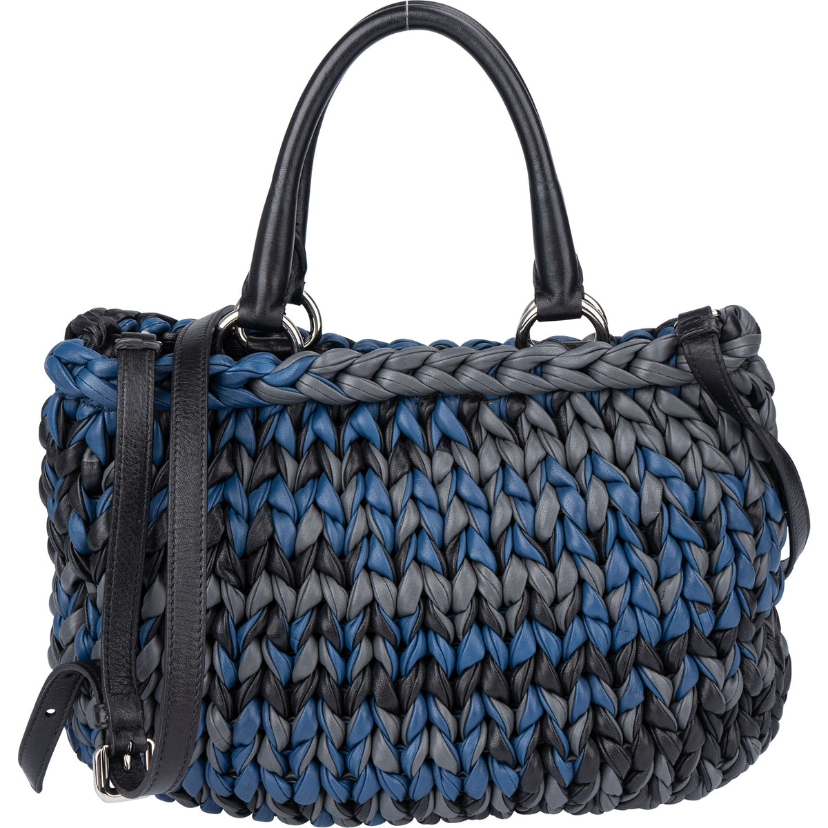 Prada Tricolor Gevlochten Leren City Handtas