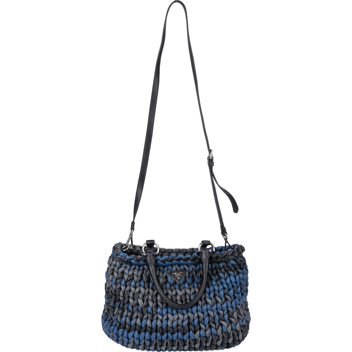Prada Tricolor Gevlochten Leren City Handtas