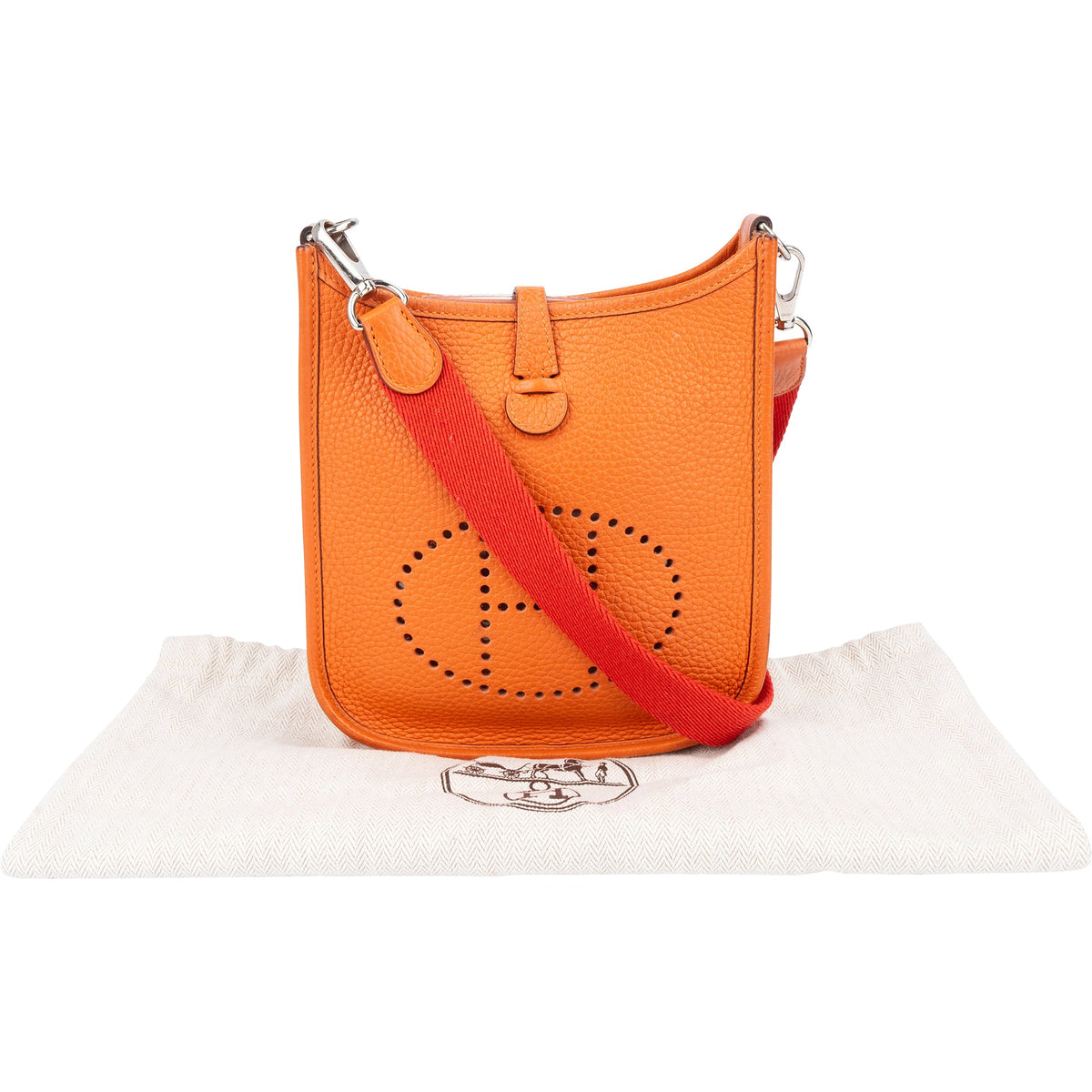 Bolso cruzado Evelyne 16 de Hermès en piel Clemence color naranja