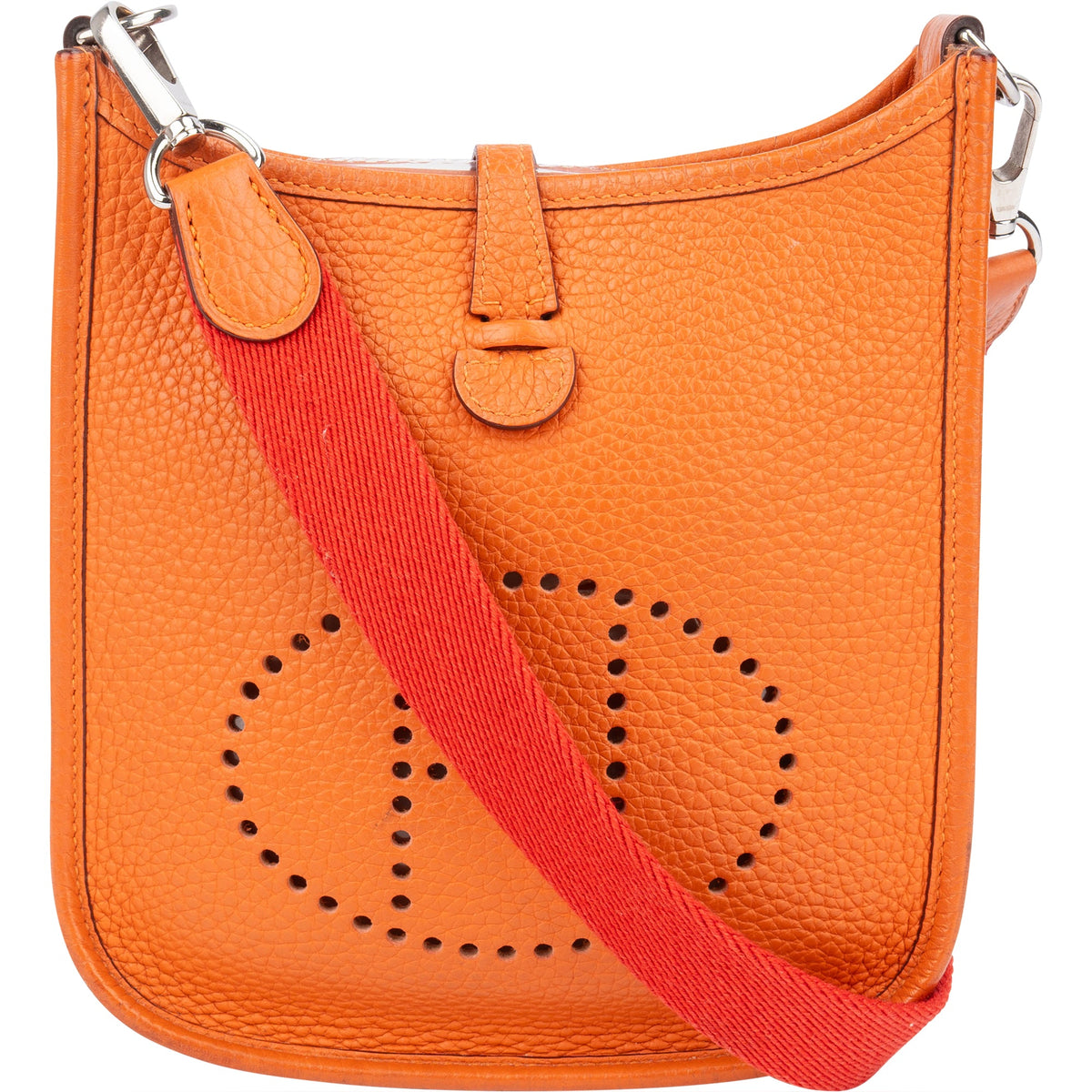 Bolso cruzado Evelyne 16 de Hermès en piel Clemence color naranja