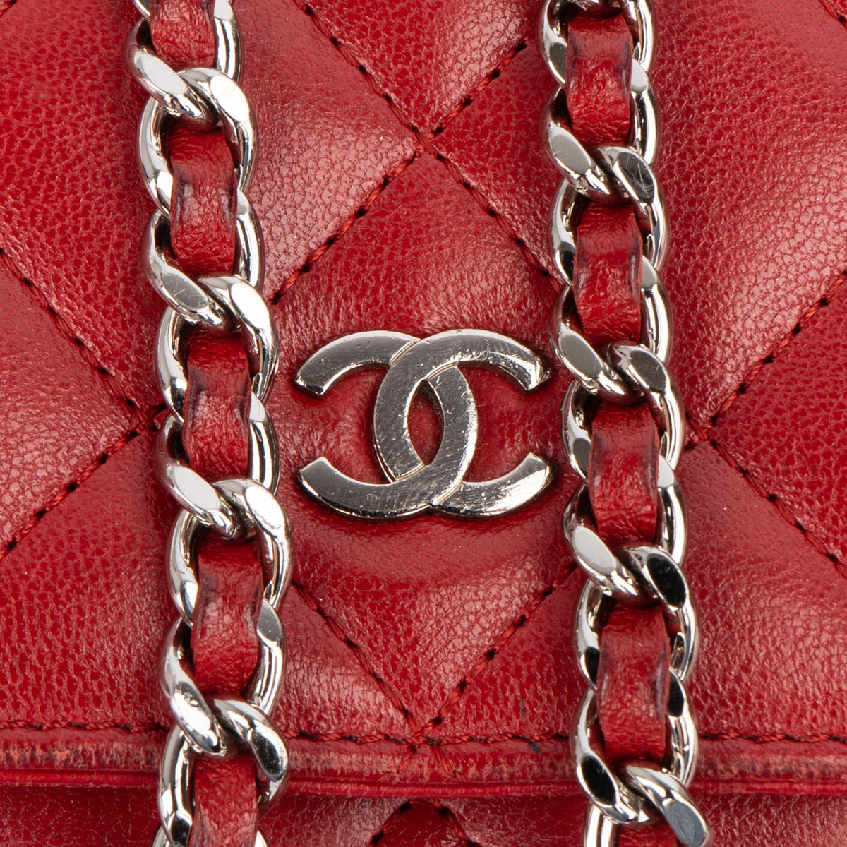 Borsa a tracolla Chanel Wallet on Chain in pelle di agnello trapuntata