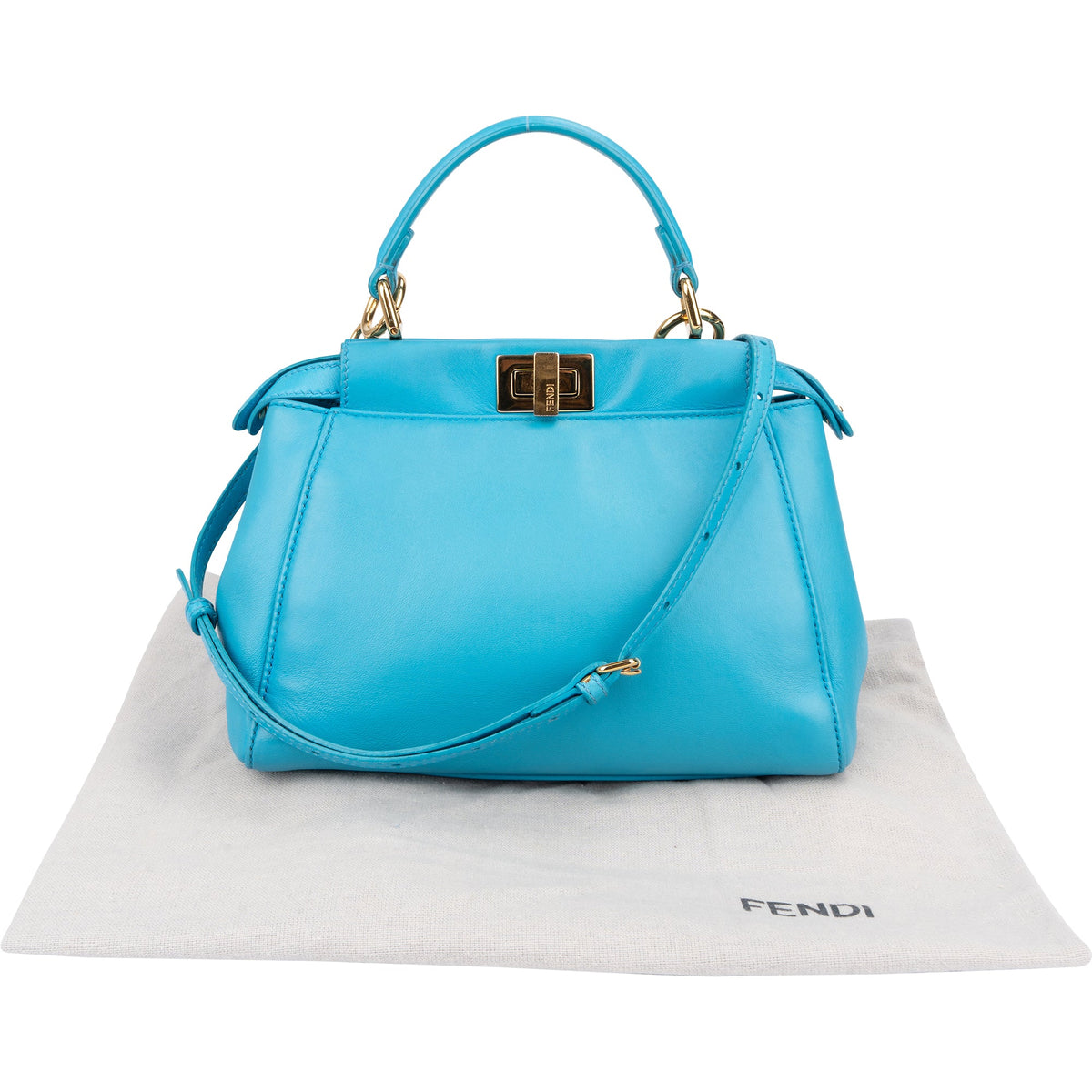 Fendi Peekaboo aus blauem Leder – Ansicht 2