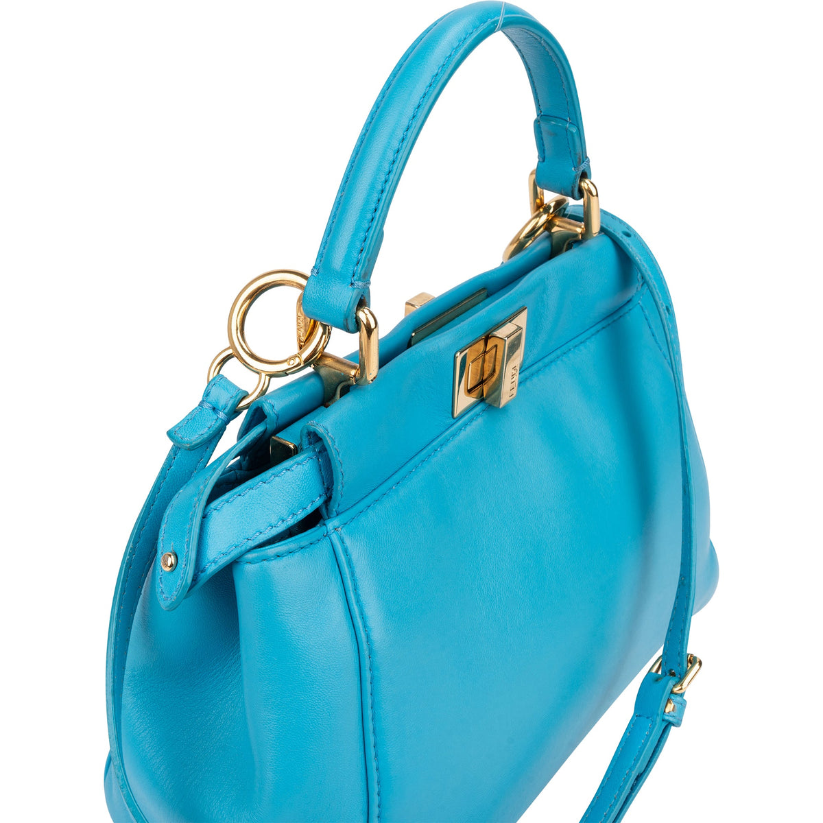 Fendi Peekaboo aus blauem Leder – Ansicht 3